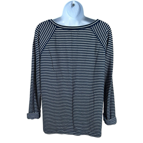 Lauren Ralph Lauren Striped Jersey Top Sz L Layered Cuffed Long Sleeves Blouse - Picture 7 of 9